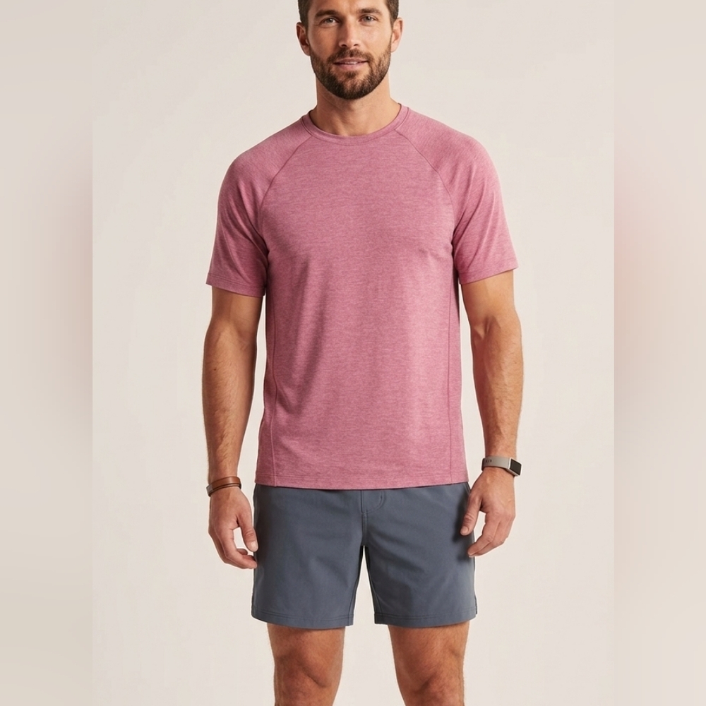 Abercrombie YPB Men's Infinity Knit Pink Tee Training Gym Workout! L